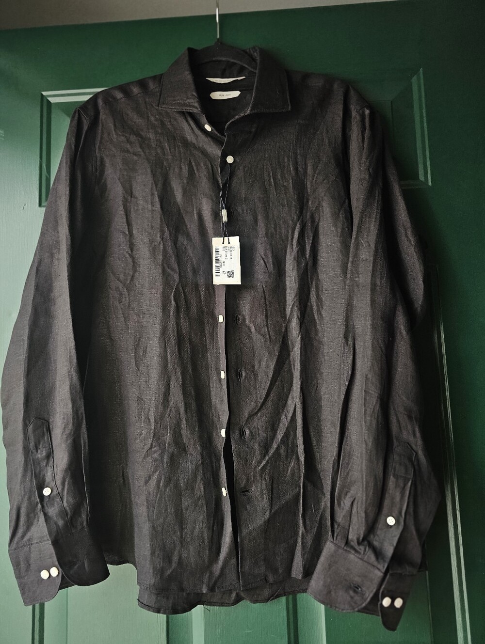 NWT Suitsupply Pure Linen Black Button Down